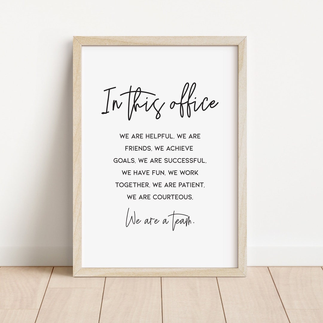 In This Office We Are a Team, Printable Office Quotes, Inspirational ...