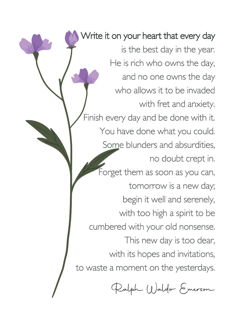 Ralph Waldo Emerson Poem Print, Inspirational Quote Wall Art (Digital Download) image 9