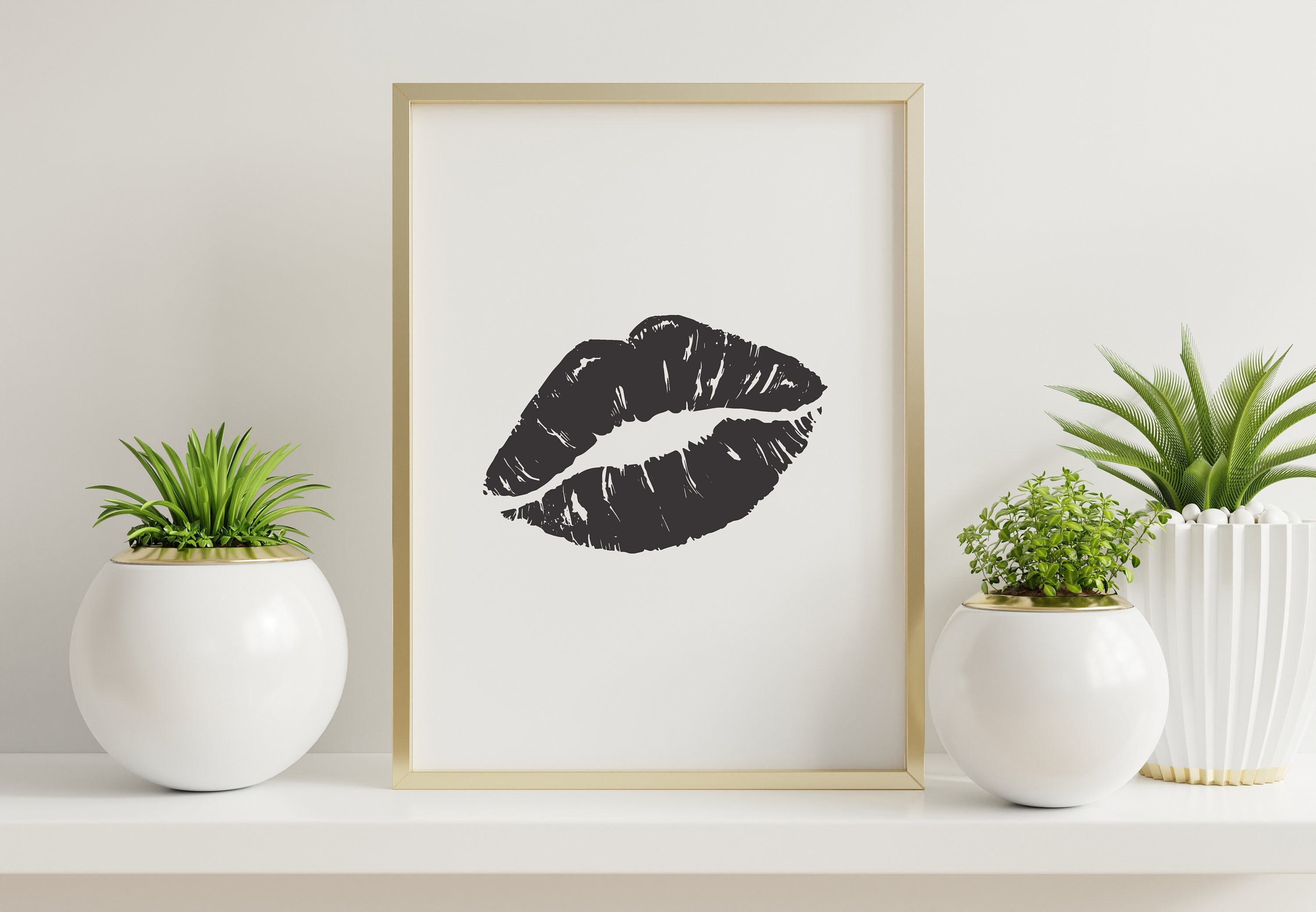 Lips Wall Art Black Kiss Wall Decor Printable Art Lips Etsy