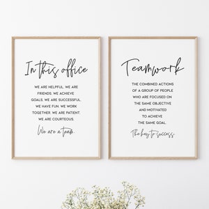 Inspirational Office Wall Decor, In This Office We Are A Team, Teamwork Quotes Wall Art, Set of 2 Digital Download Prints / D21