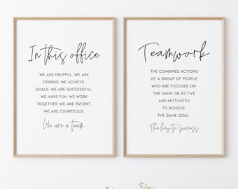Inspirational Office Wall Decor, In This Office We Are A Team, Teamwork Quotes Wall Art, Set of 2 Digital Download Prints / D21