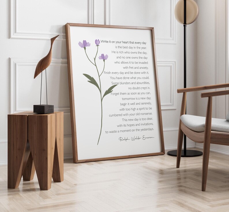 Ralph Waldo Emerson Poem Print, Inspirational Quote Wall Art (Digital Download) image 2