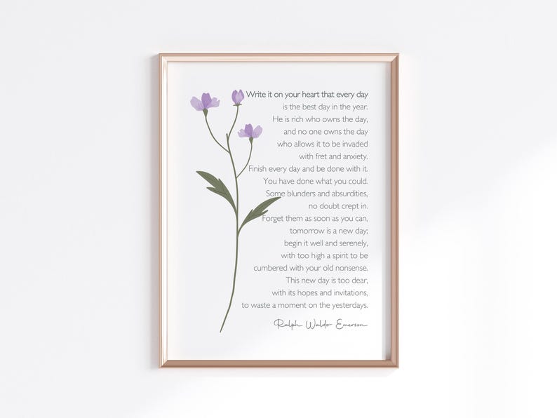 Ralph Waldo Emerson Poem Print, Inspirational Quote Wall Art (Digital Download) image 6