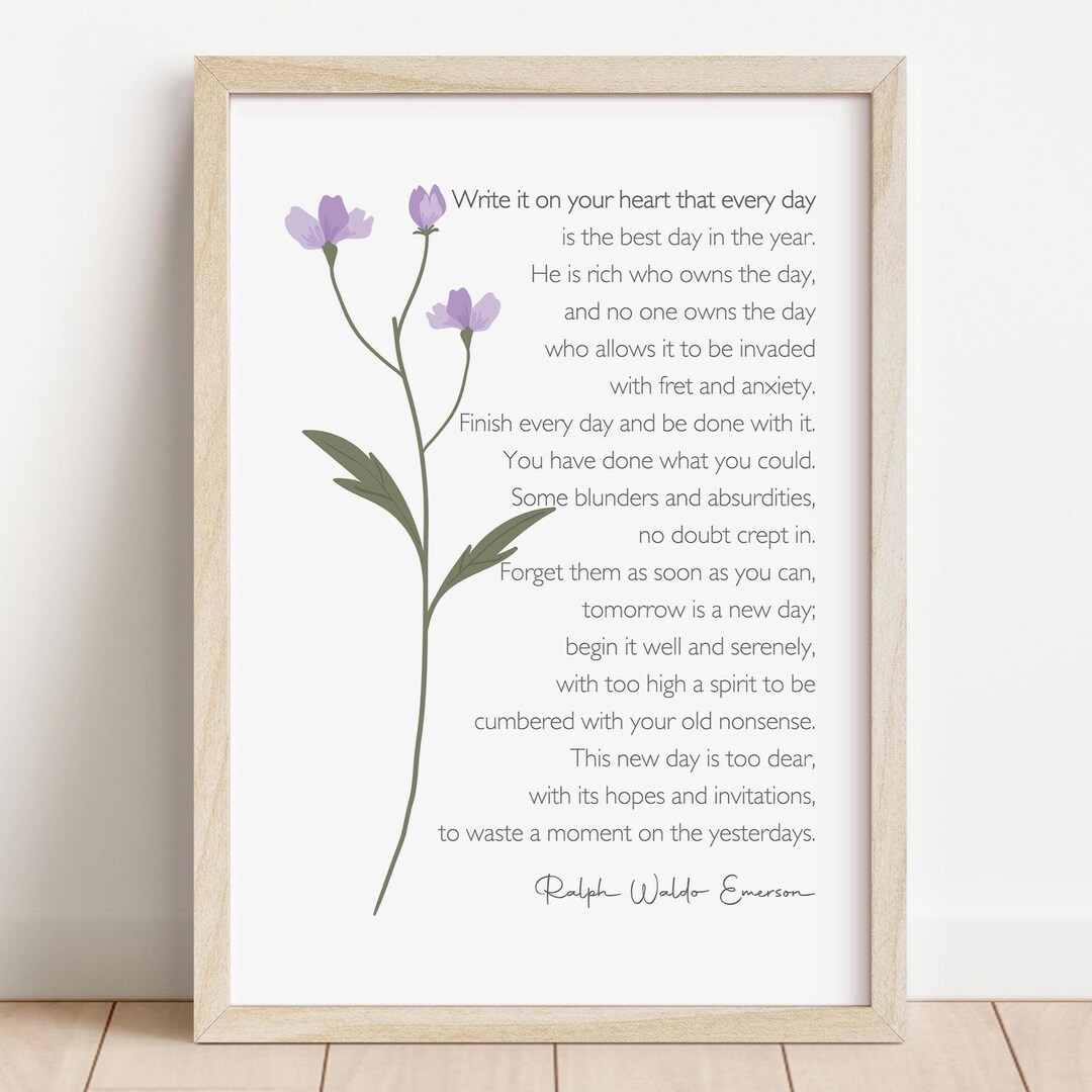 Ralph Waldo Emerson Poem Print, Inspirational Quote Wall Art (digital ...