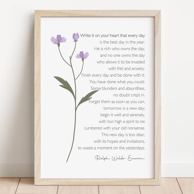 Ralph Waldo Emerson Poem Print, Inspirational Quote Wall Art (Digital Download) image 1