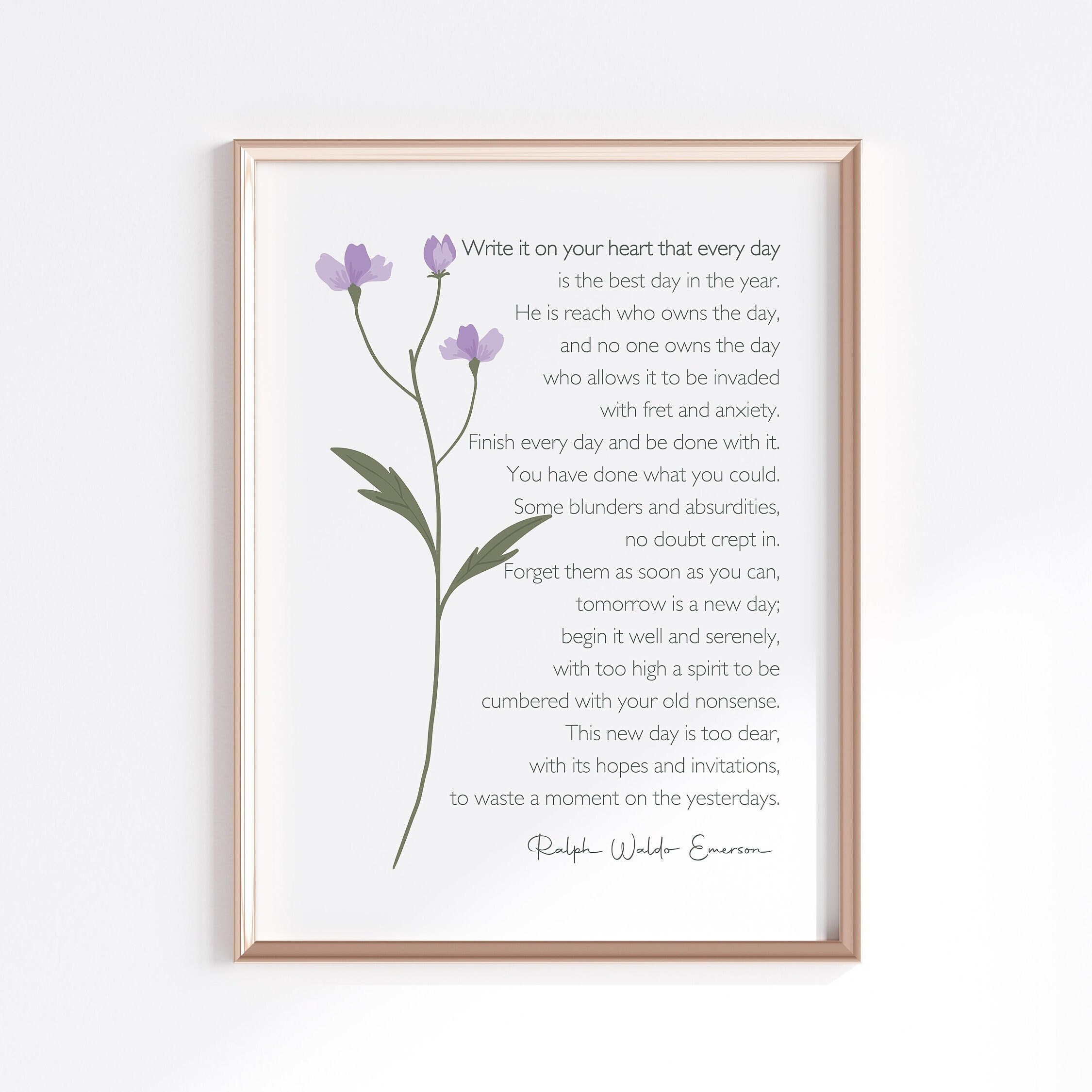 Ralph Waldo Emerson Poem, Write It on Your Heart, Inspirational Wall ...