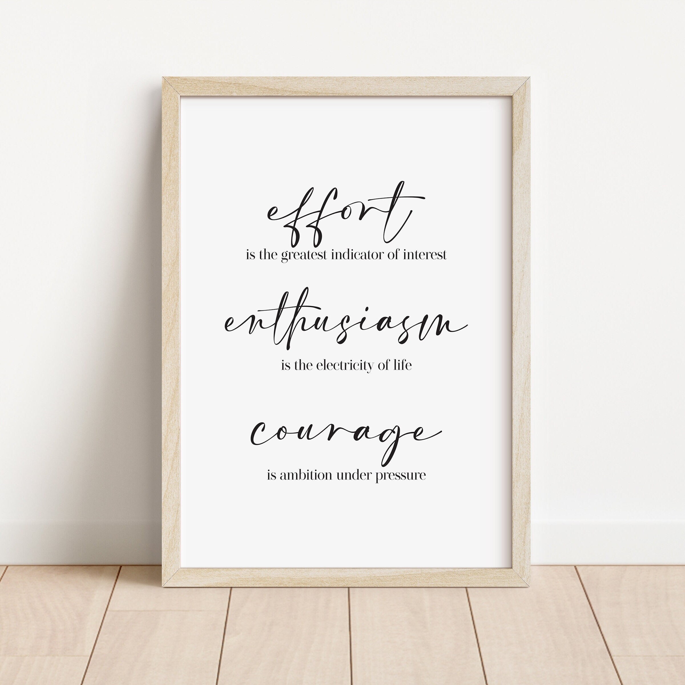 Motivational Office Prints, Effort Enthusiasm Courage Quotes, Office Wall Art, Inspirational ...