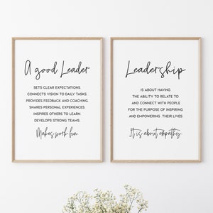 Leadership Quotes, Printable Office Decor, Leadership Gifts, Leader Prints, Workplace Wall Art, Set of 2 Downloadable Posters / D24