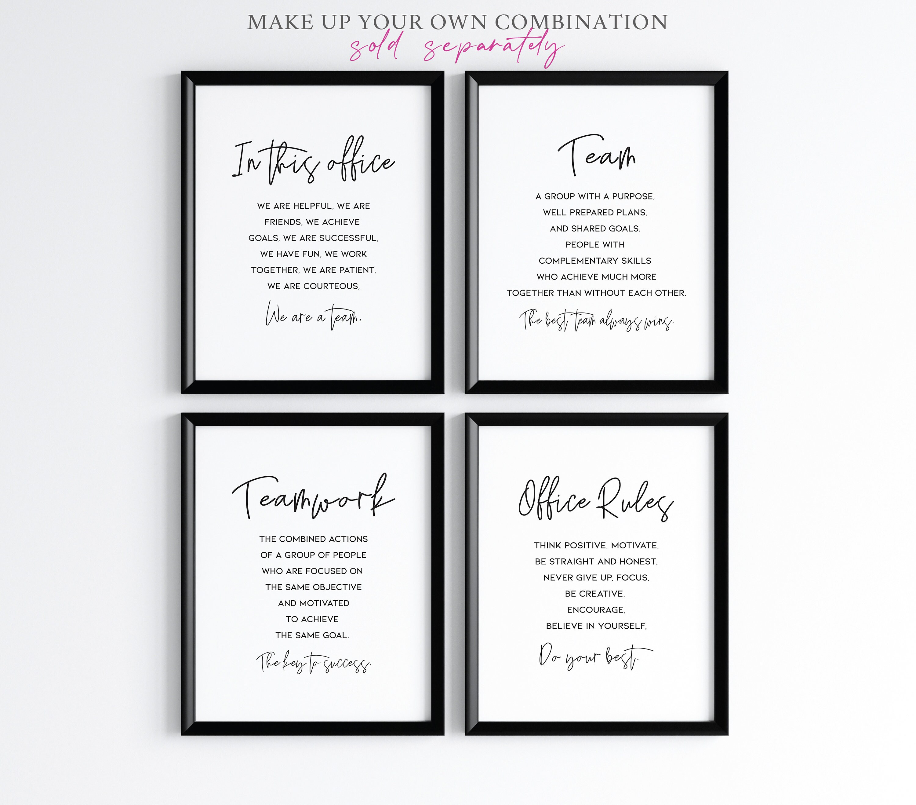 In This Office We Are A Team, Printable Office Quotes, Inspirational Teamwork Quote Poster, Office Wall Decor, Team Office Rules /B22