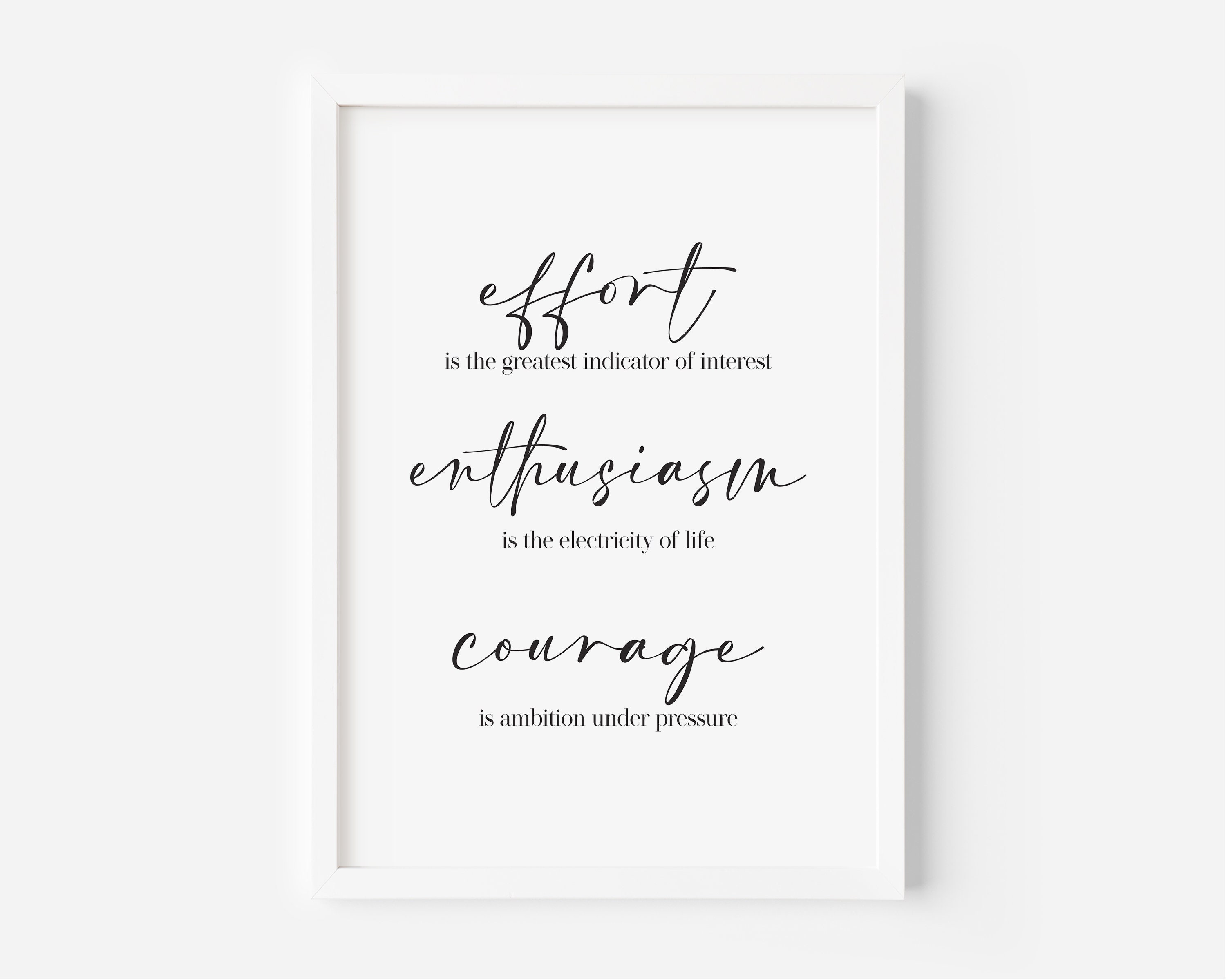 Motivational Office Prints, Effort Enthusiasm Courage Quotes, Office Wall Art, Inspirational ...