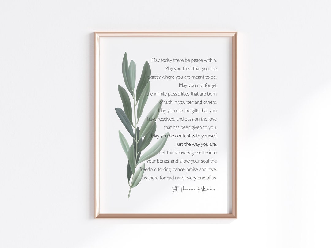 St Therese of Lisieux, May Today There Be Peace Within, Peace Quote