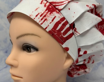 BAD DAY at WORK - unisex bouffant surgical scrub cap adjustable, blood