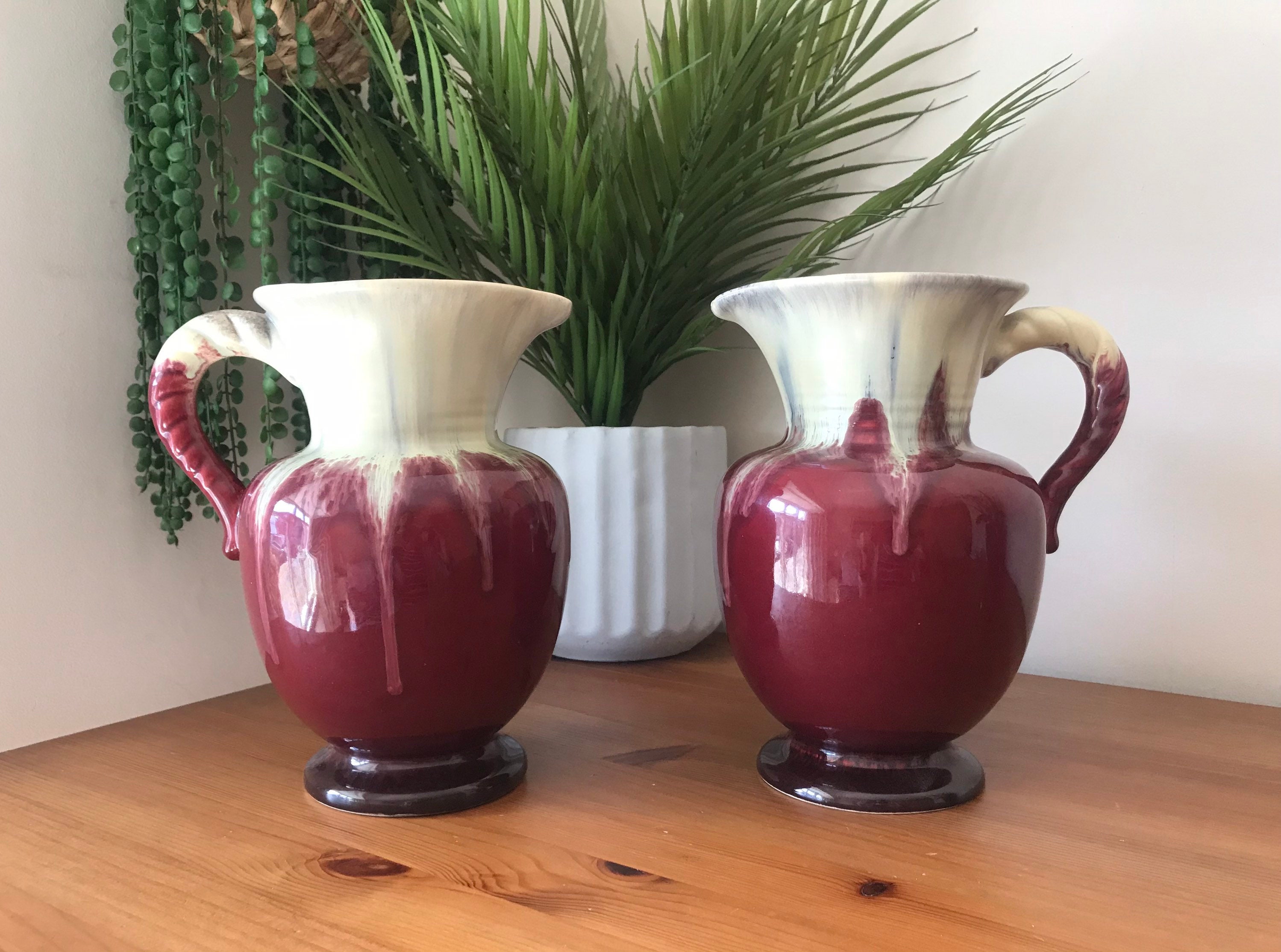 Pair of Mid Century Decorative German Ceramic Jugs Etsy