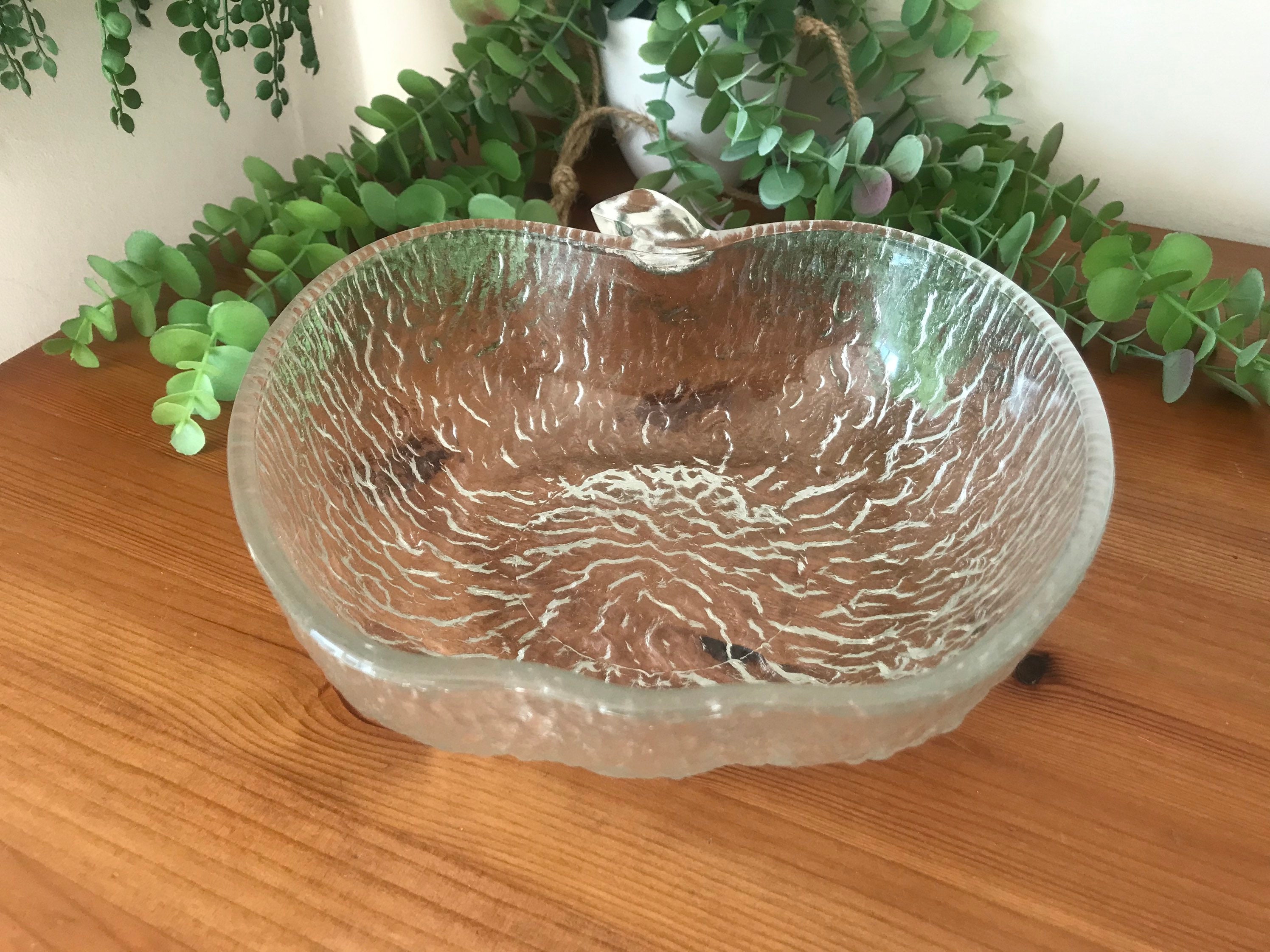 Mid Century Apple Shaped Glass Serving Bowl Etsy