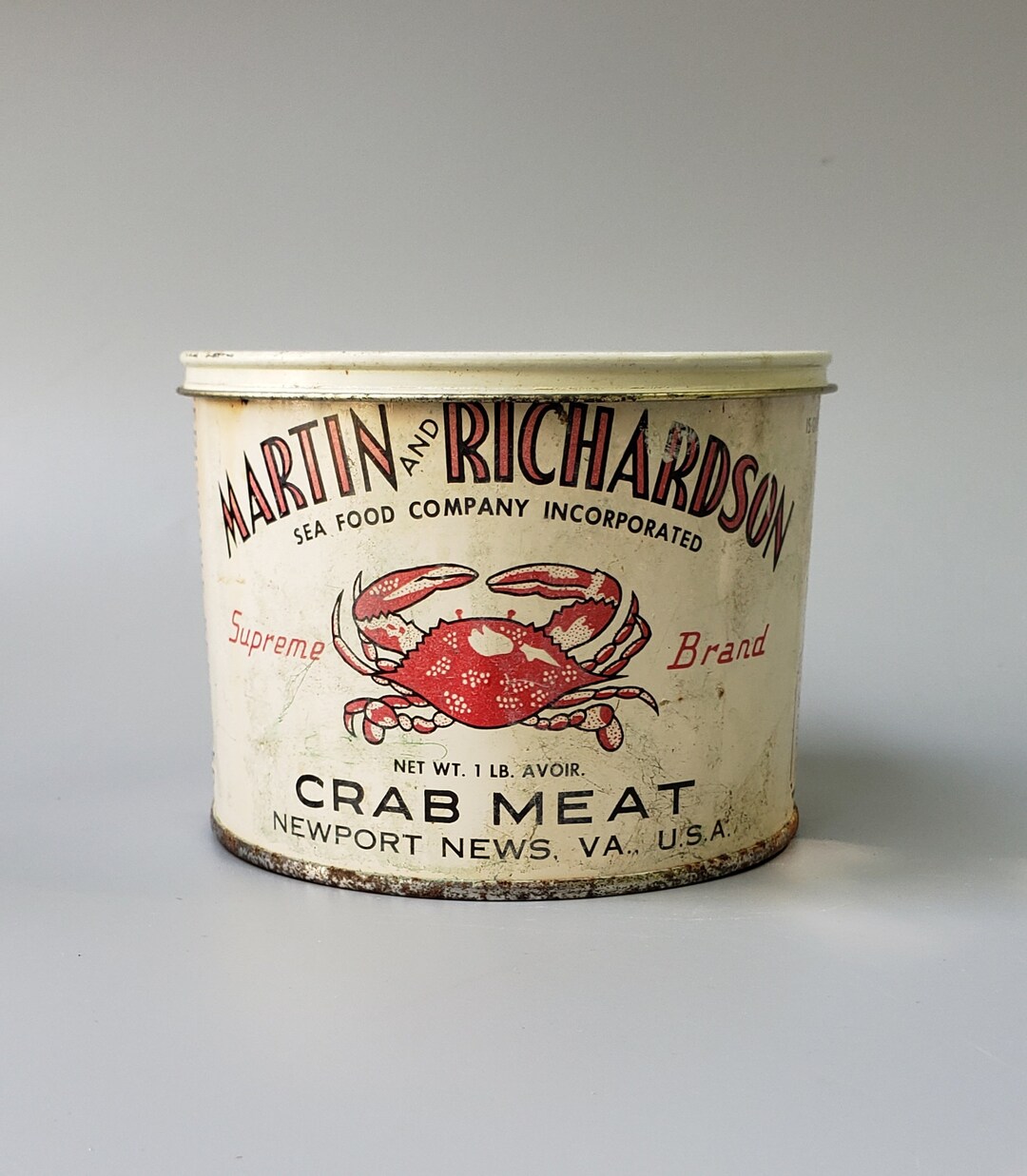 Vintage Crab Meat Tin Advertising Can Martin & Richardson - Etsy