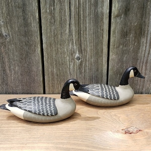 Goose Decoy Pair Wooden Miniature Decoys by John McKenney Chestertown Maryland - Canada Geese (1889-1973)