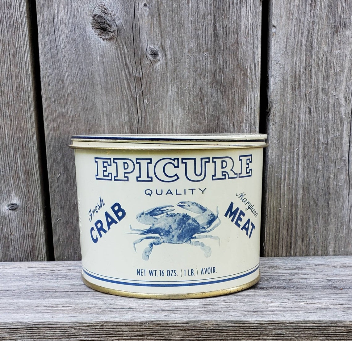 Vintage Epicure Quality Crab Meat Tin Advertising Can From J. Etsy