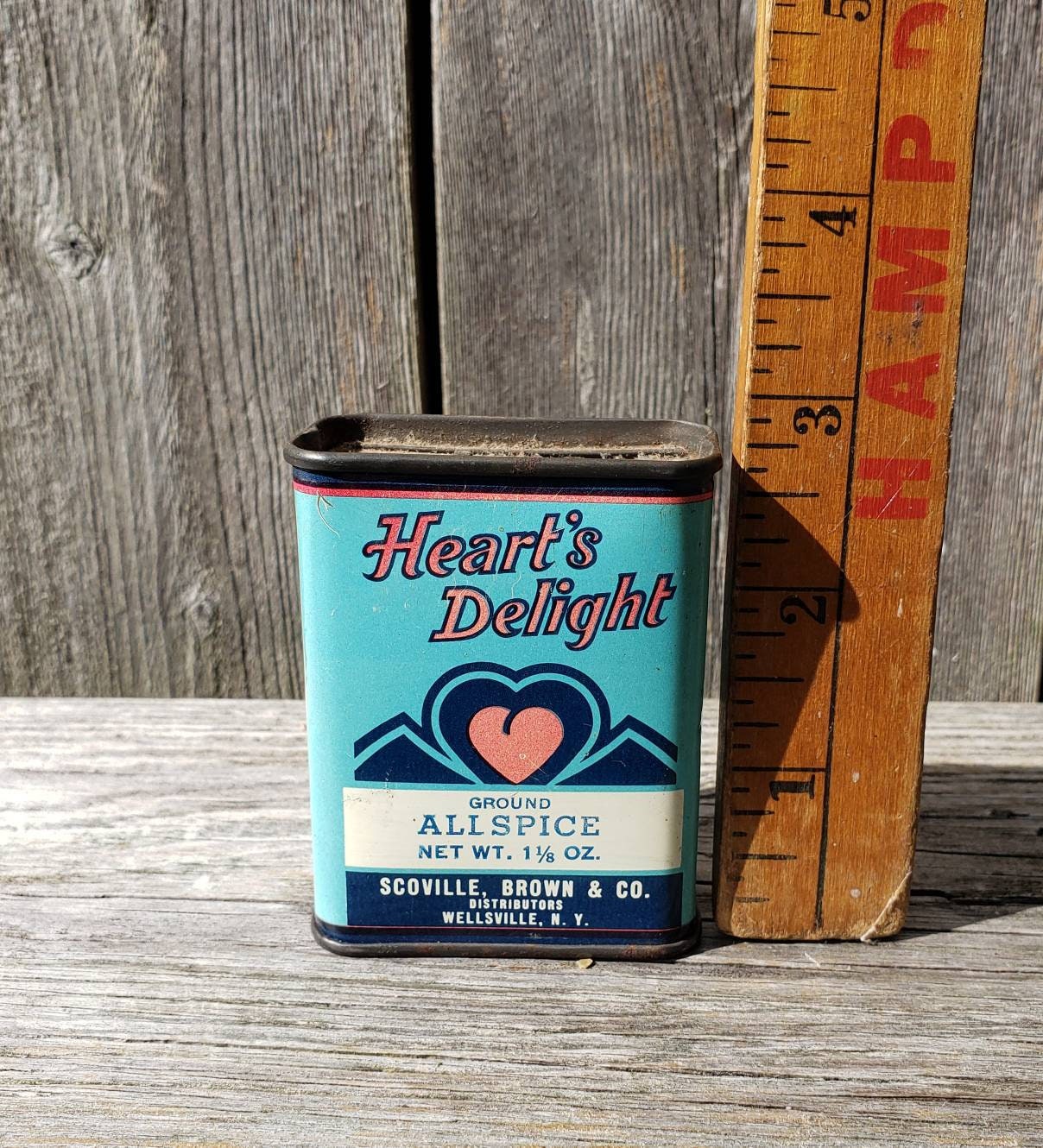 Spice Tin Advertising Hearts Delight Wellsville New York Etsy