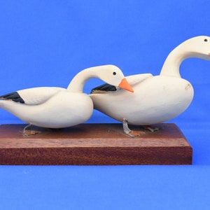 Snow Goose Wooden Miniature Decoy Pair
