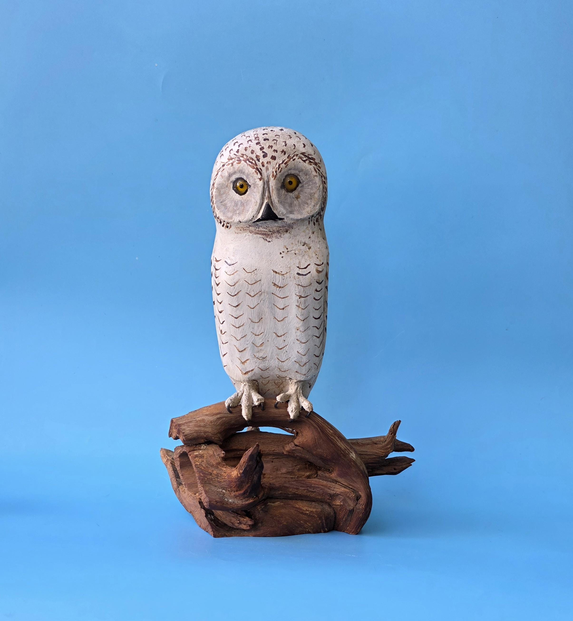 Vintage Wooden Owl Decoy Hunting and Halloween Folk Art