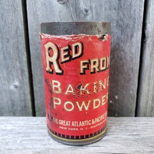 Rent Front Baking Powder Tin Advertising Can The Great Atlantic and Pacific New York - A+P