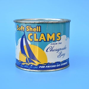 Vintage Soft Shell Clam Tin Advertising Can From Grasonville Maryland