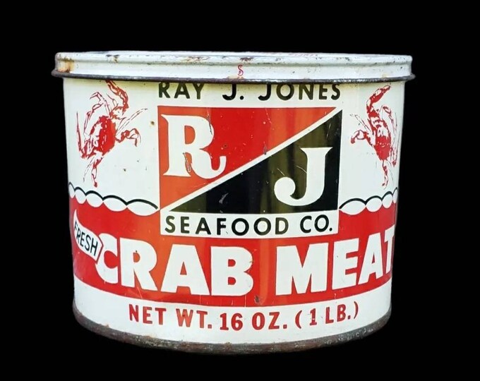 Crab Meat Tin From Ray Jones Seafood Wittman Maryland Vintage Can - Etsy