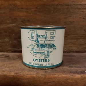 Oyster Tin Advertising Can G and E Brand from Mt. Vernon Packing Co. Princess Anne Maryland