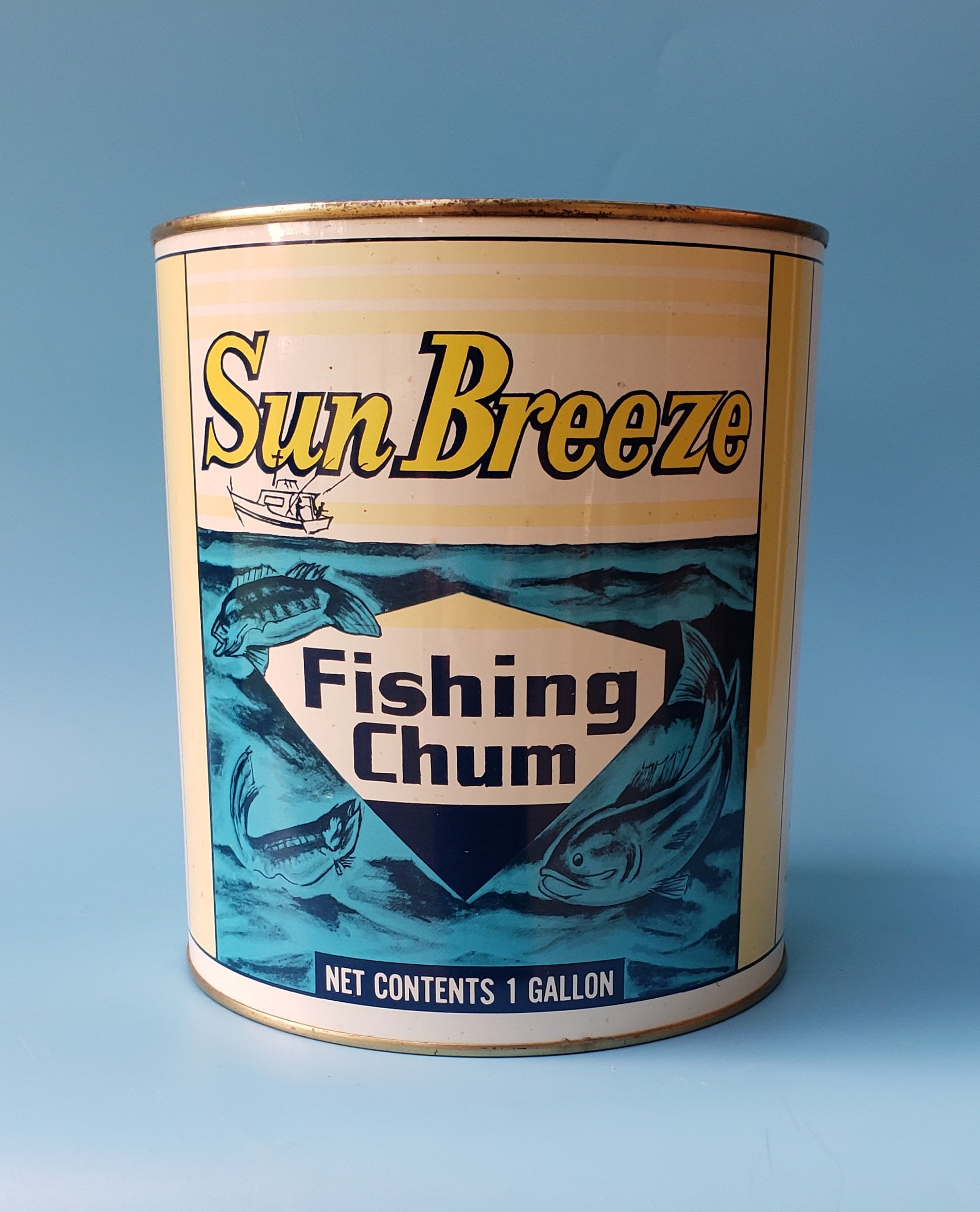 Vintage Can Fishing Sun Breeze Chum Advertising Tin 