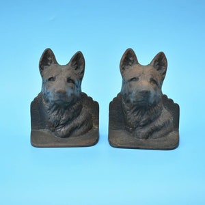 Book Ends German Shepherd Dog Bust Bookend Pair Cast Iron