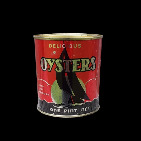 Vintage Oyster Tin Pint Advertising Can F & H Benning Co. in Galesville Maryland