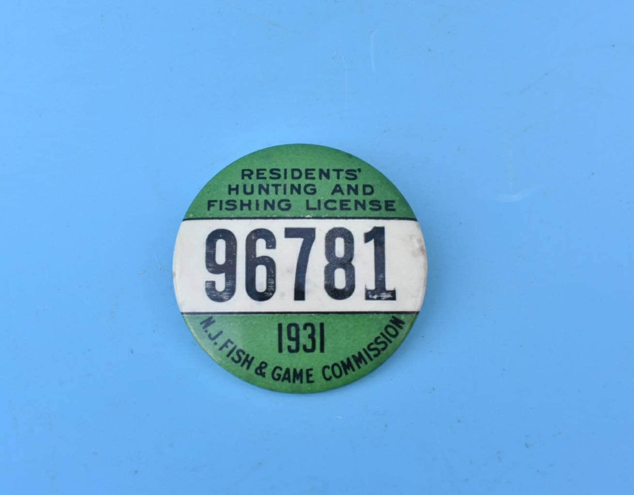 1930 New Jersey Resident Hunting and Fishing License Button – My Bait Shop,  LLC