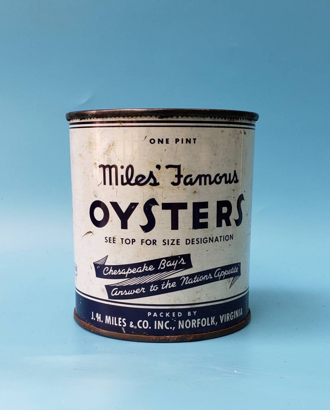 Vintage Oyster Tin Miles Famous Oysters Pint Advertising Can Etsy