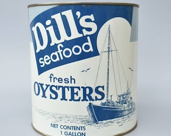 Oyster Tin Dills Seafood Gallon Can From Bridgeton NJ