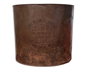 Antique Oyster Can Advertising Tin Wm Gude from Baltimore Maryland - 5 Gallon