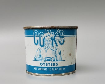 Oyster Tin Advertising Can Cooks Brand - Bena Virginia 12 Ounce Size