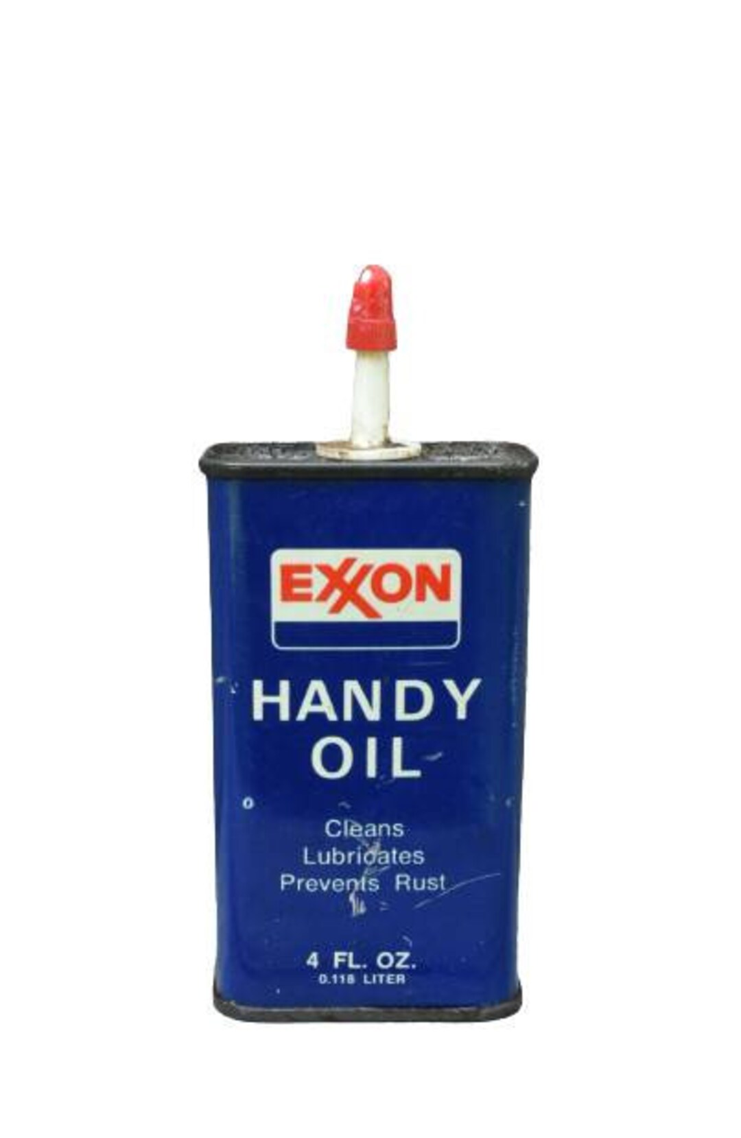 Vintage Exxon Handy Household Oil Tin Advertising Can Oiler Garage Gas