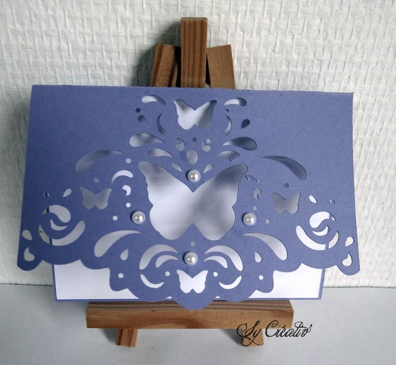 fully customizable 10 INVITATIONS announcement lace Butterfly color choice