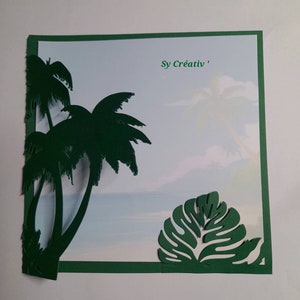 10 INVITATIONS / FAIRE-PARTS  mariage, anniversaire, retraite, theme tropical, palmier, petsonnalisé