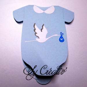 10 UITNODIGINGEN / AANKONDIGINGEN lichaamsvorm, doop, geboorte, babyshower, storckfeest, volledig aanpasbare ooievaar, kleur naar keuze