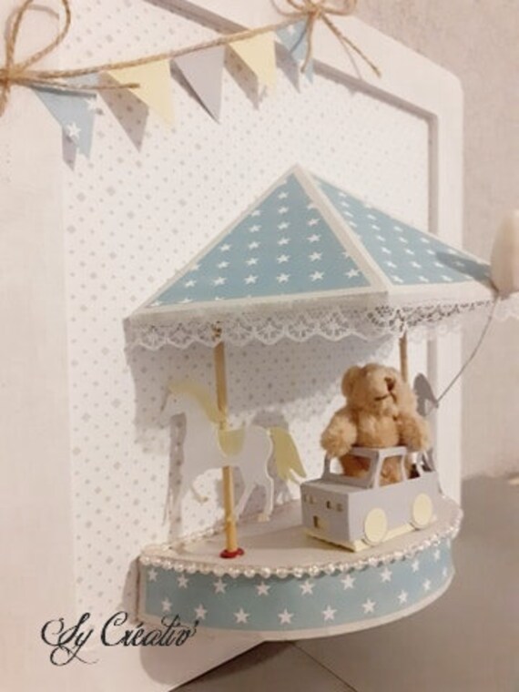 Tableau 3d Manege Carrousel Decoration Chambre Enfant Bebe Etsy