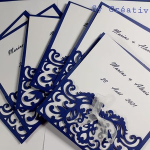 10 INVITATIONS / FAIRE-PART ciselé mariage - toute couleur possible, personnalisable