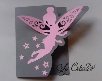 10 INVITATIONS / announcements baptism - baby fairy Butterfly - fully customizable, color choice