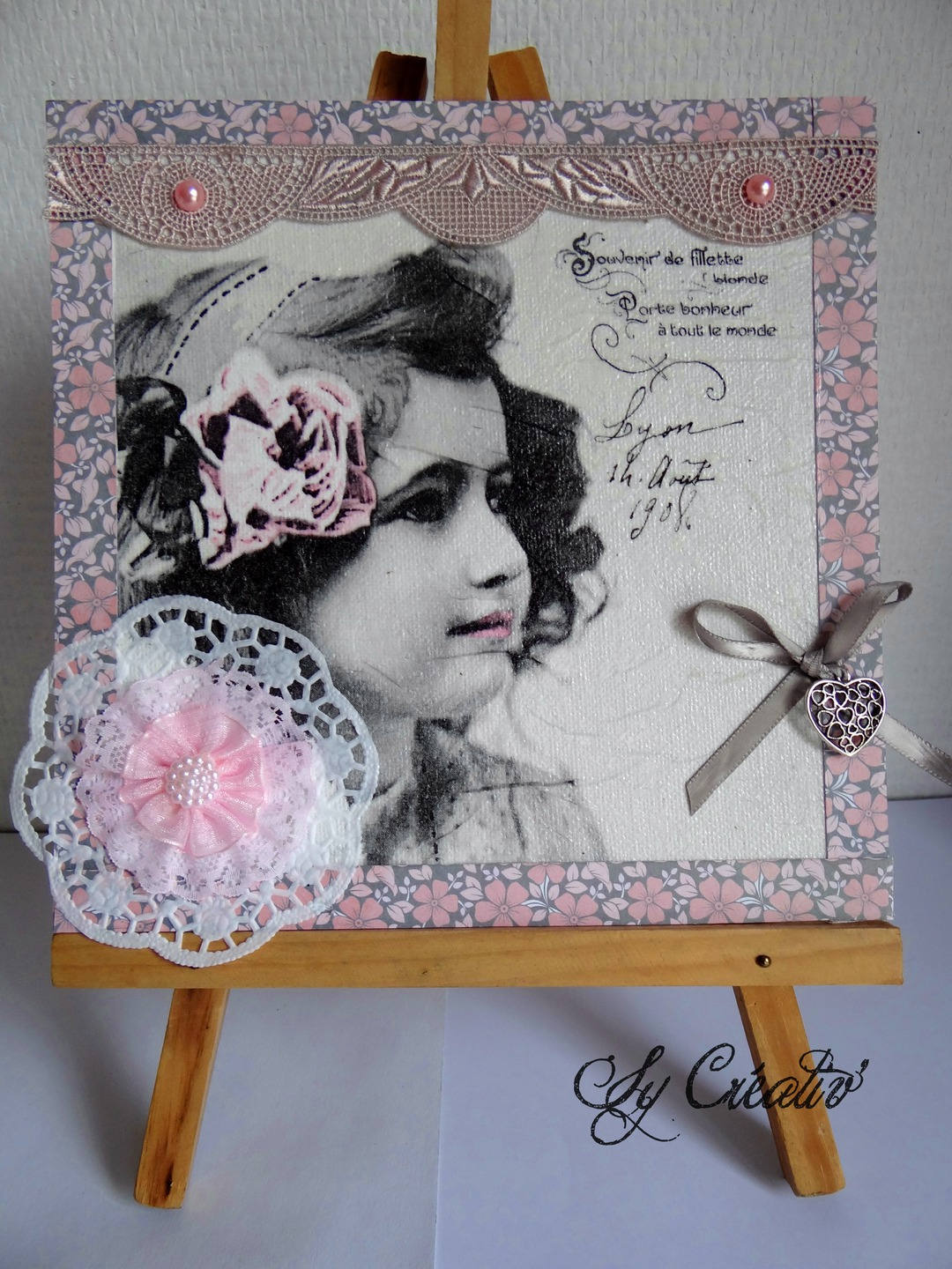 Cadre/Tableau 3D Petite Fille Rétro Fait-Main - Unique