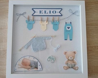 GEBOORTEKADER babycadeau, doop, foto, voornaam, geboortedatum, gepersonaliseerd