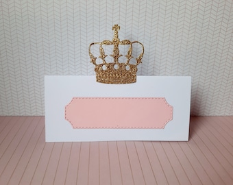 VEEL 10 prinses, prins, bruiloft, doop, verjaardag, prinses thema tafelplaatskaarten, alle gepersonaliseerde kleuren