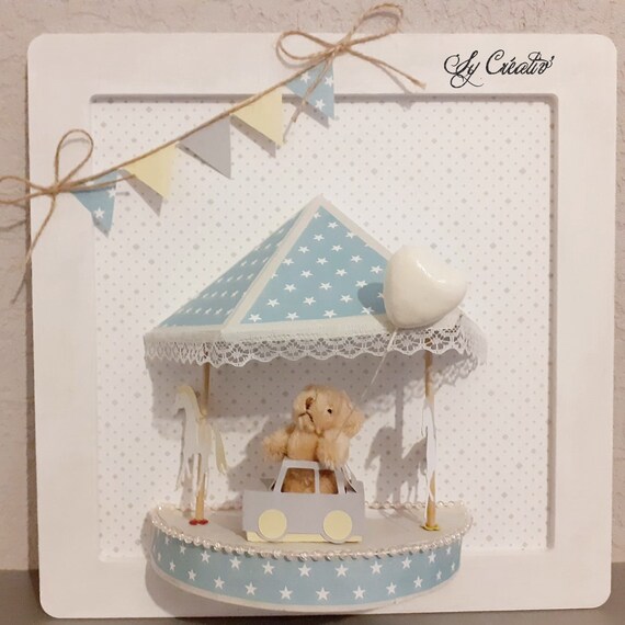 Tableau 3d Manege Carrousel Decoration Chambre Enfant Bebe Etsy