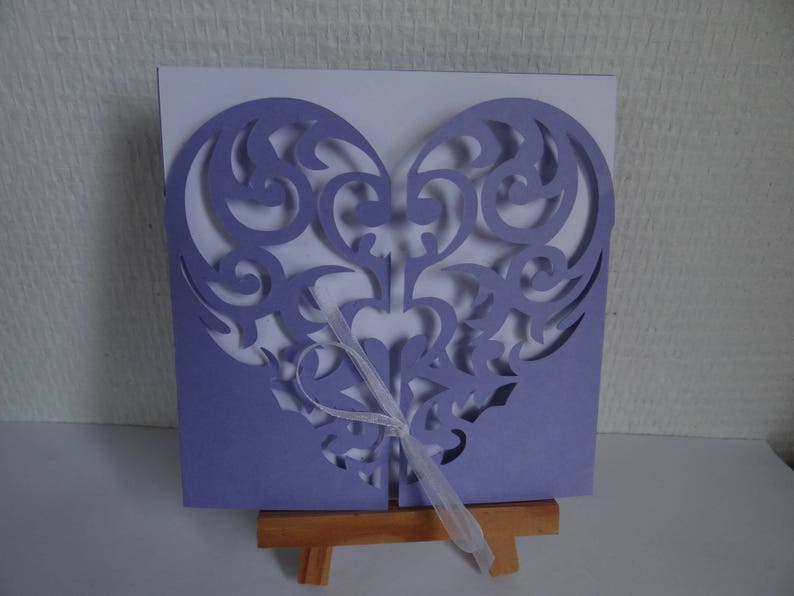 10 INVITATIONS announcements wedding fully customizable color choice heart crafted laser