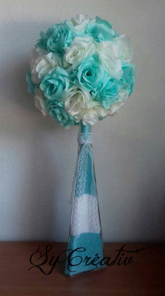 Deco De Table Mariage Ou Autre Vase Avec Bouquet Fleurs Artificielles