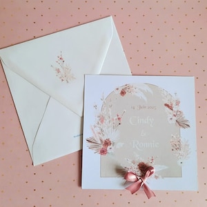 10 EINLADUNGEN / EINLADUNGEN zur Hochzeit im Boho-Chic, personalisierbar, Pampas-Rosa-Beige